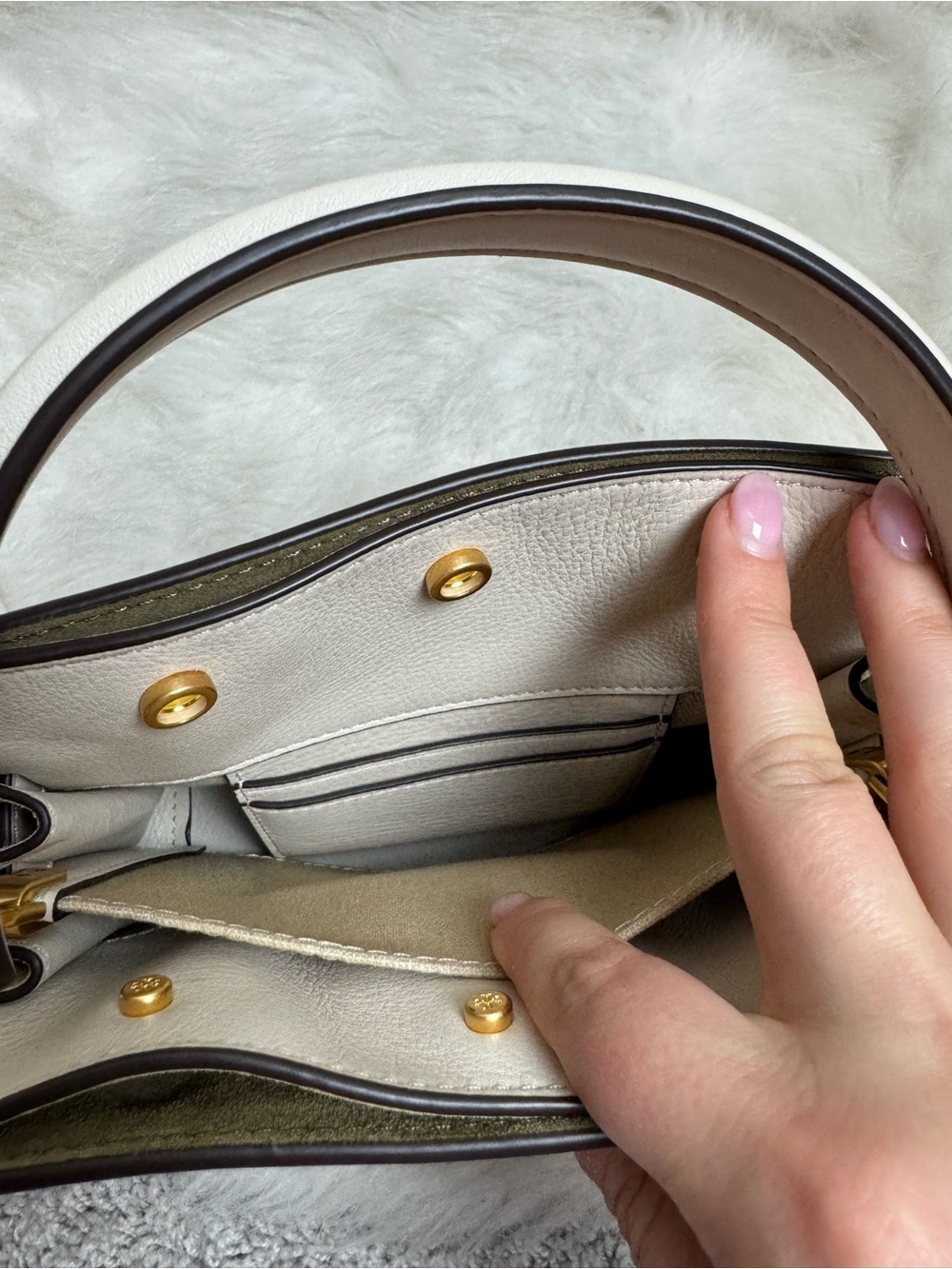Tory Burch Petite Lee Radziwill Leather Suede Bag - Picture 11 of 12
